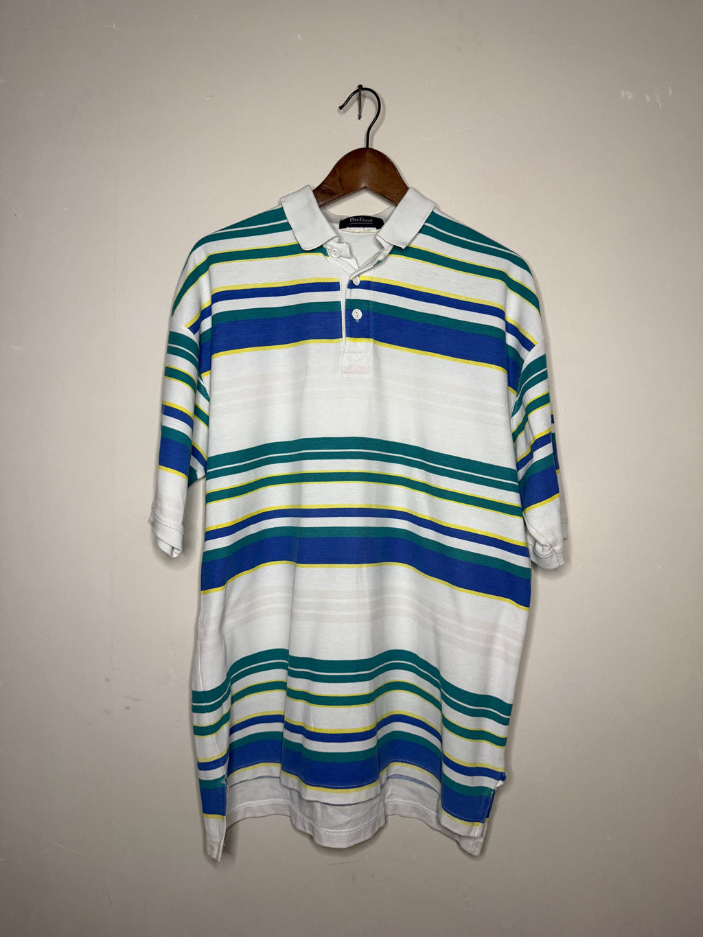 Par Four polo — white/blue/green (XL)