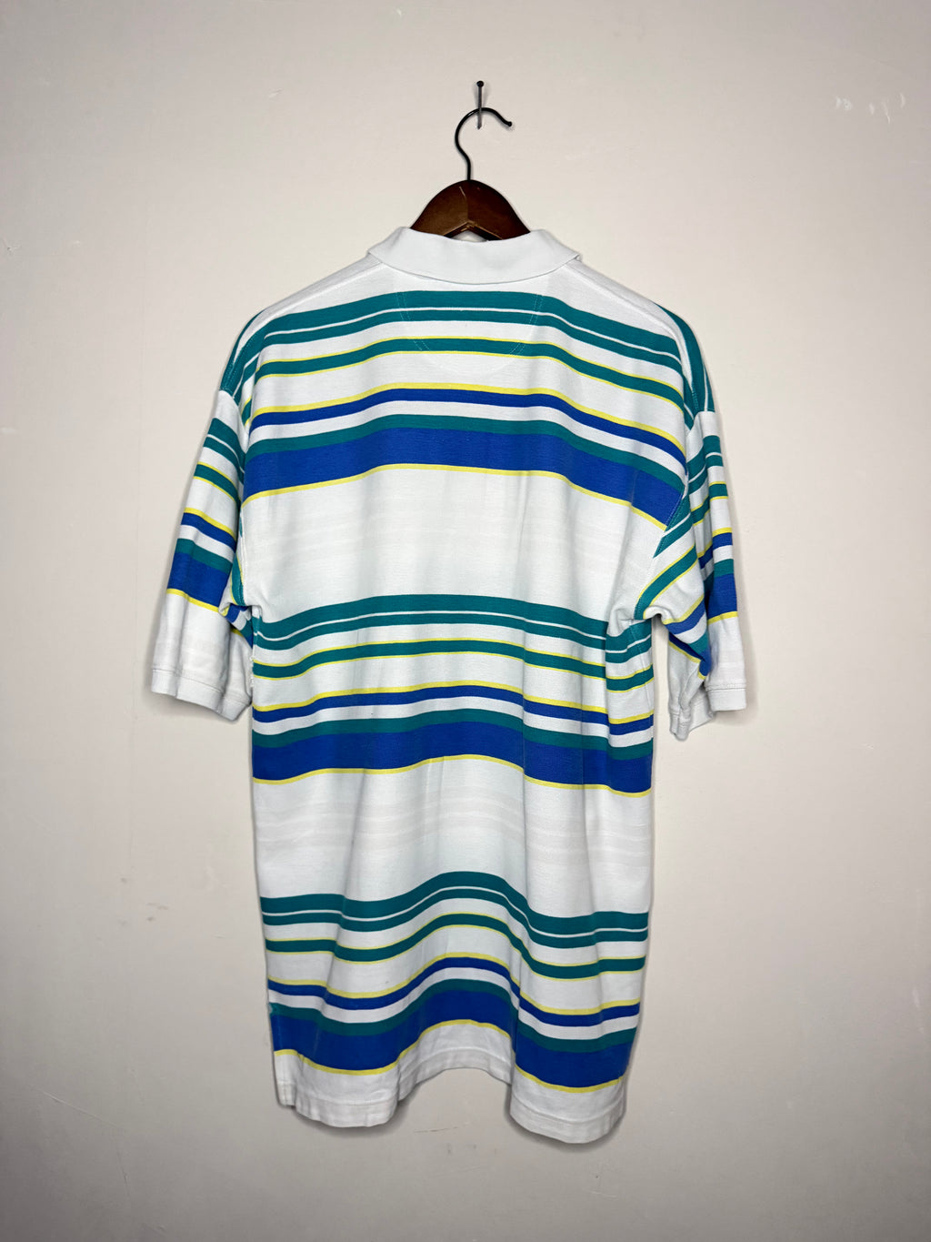 Par Four polo — white/blue/green (XL)
