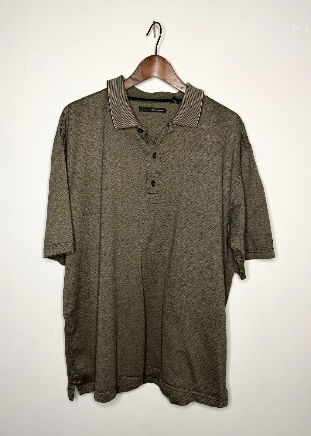 Greg Norman brown patterned polo (L/XL)