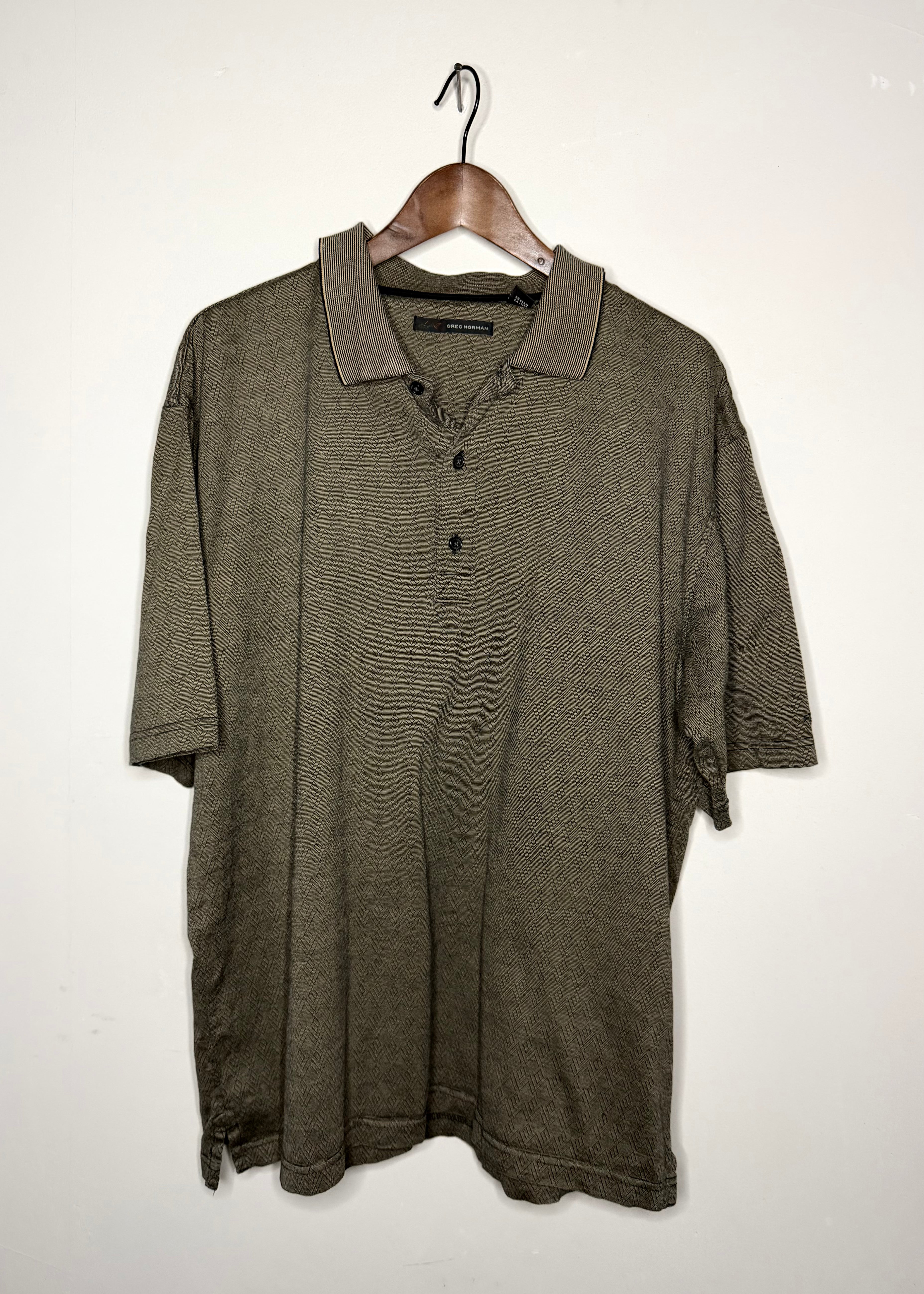 Greg Norman brown patterned polo (L/XL)