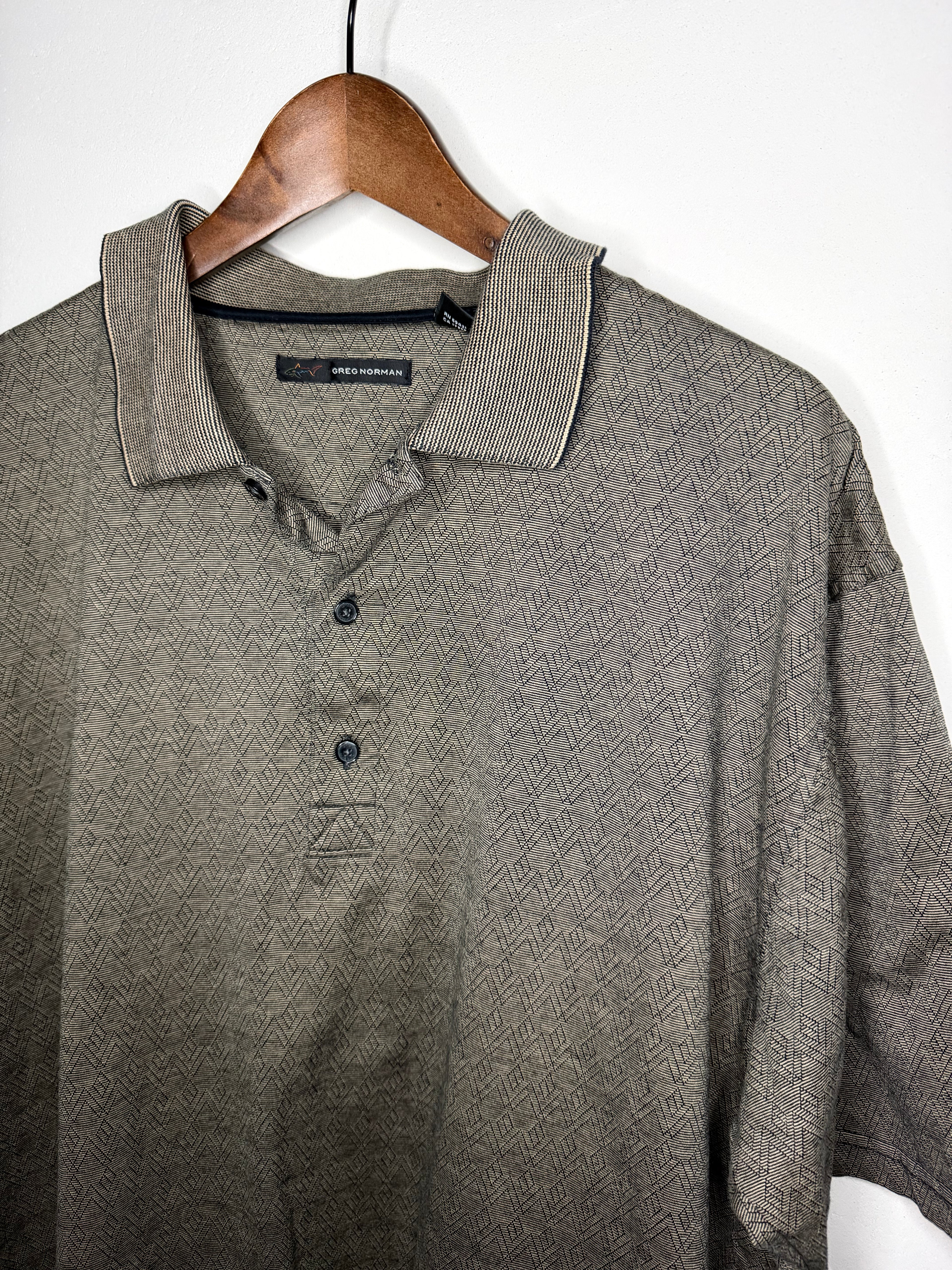 Greg Norman brown patterned polo (L/XL)