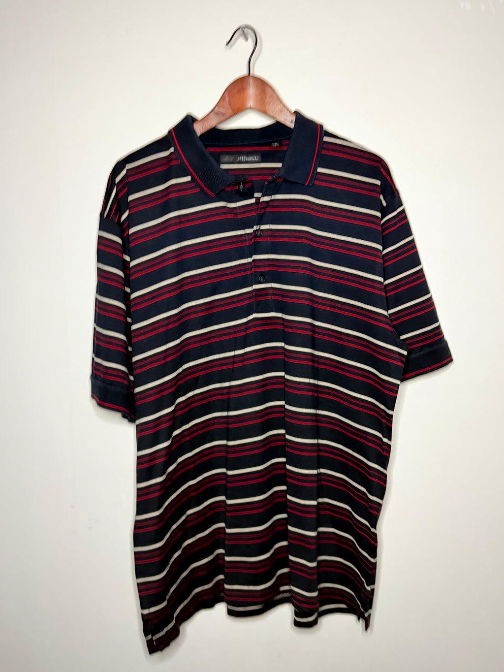 Greg Norman striped polo — black (XL)