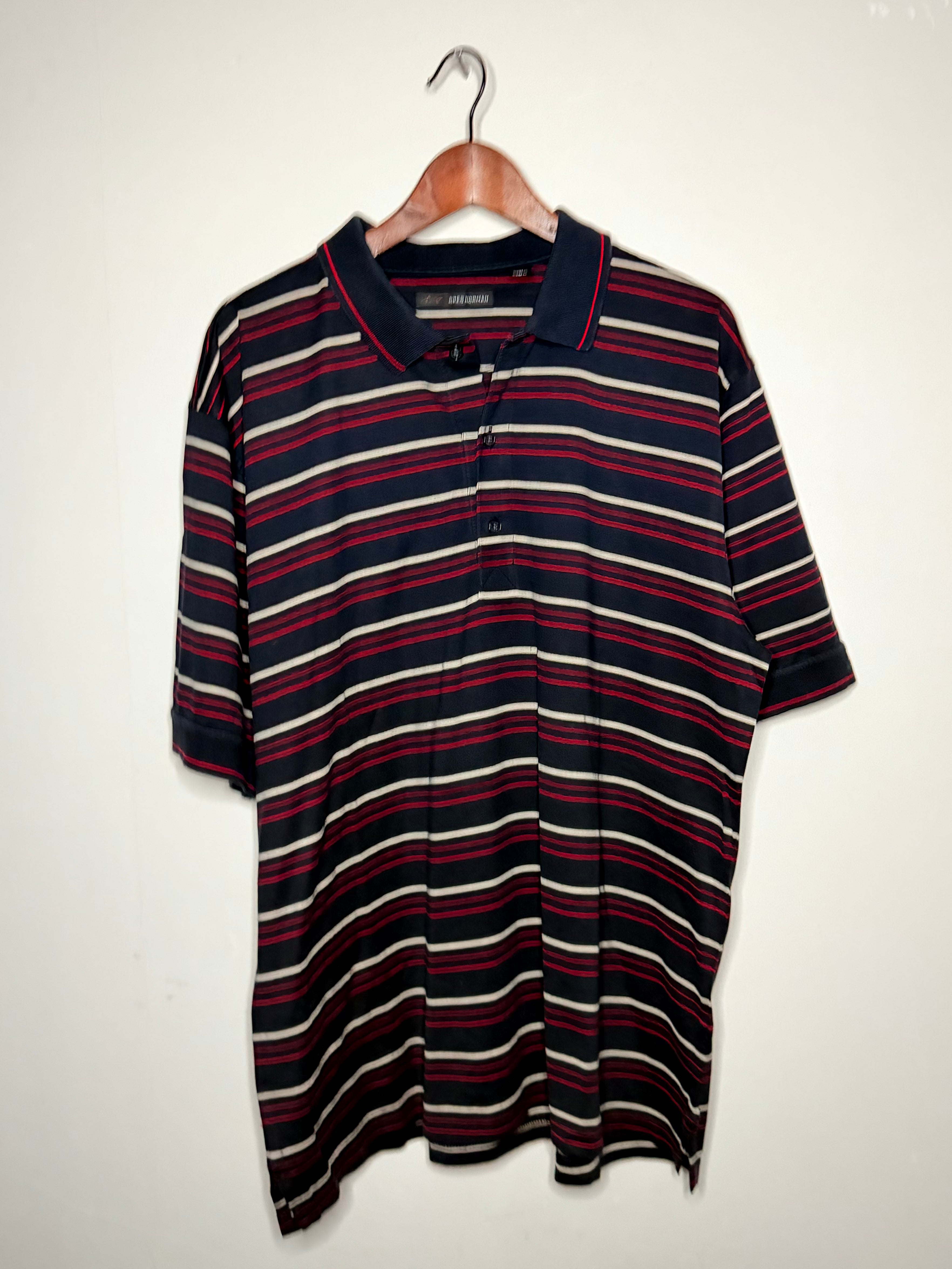Greg Norman striped polo — black (XL)