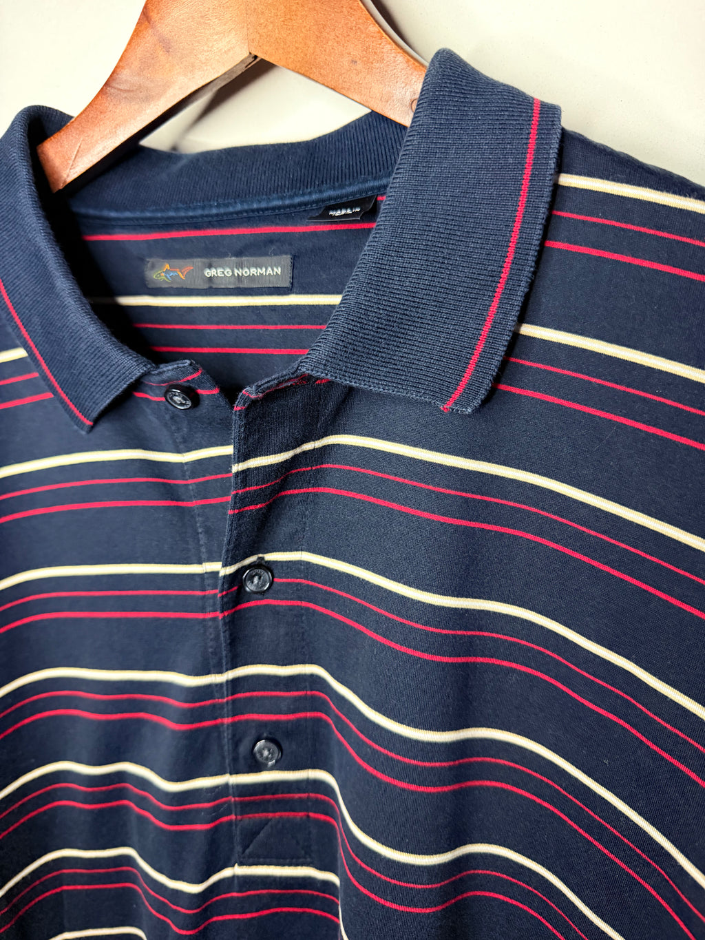 Greg Norman striped polo — black (XL)
