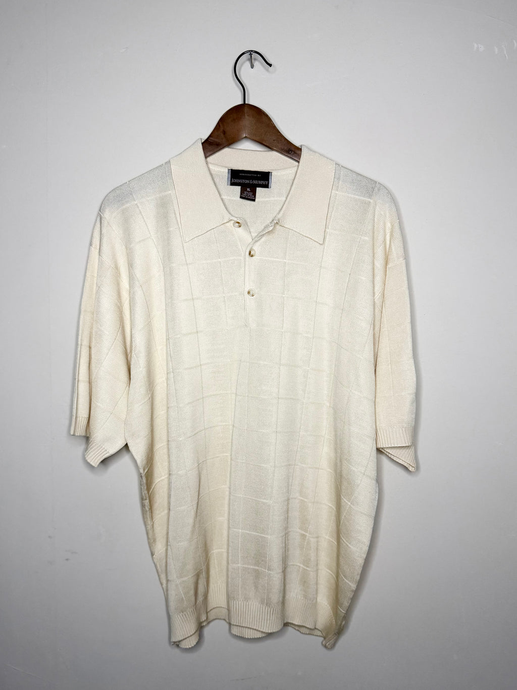Johnston & Murphy silk polo — beige (L)