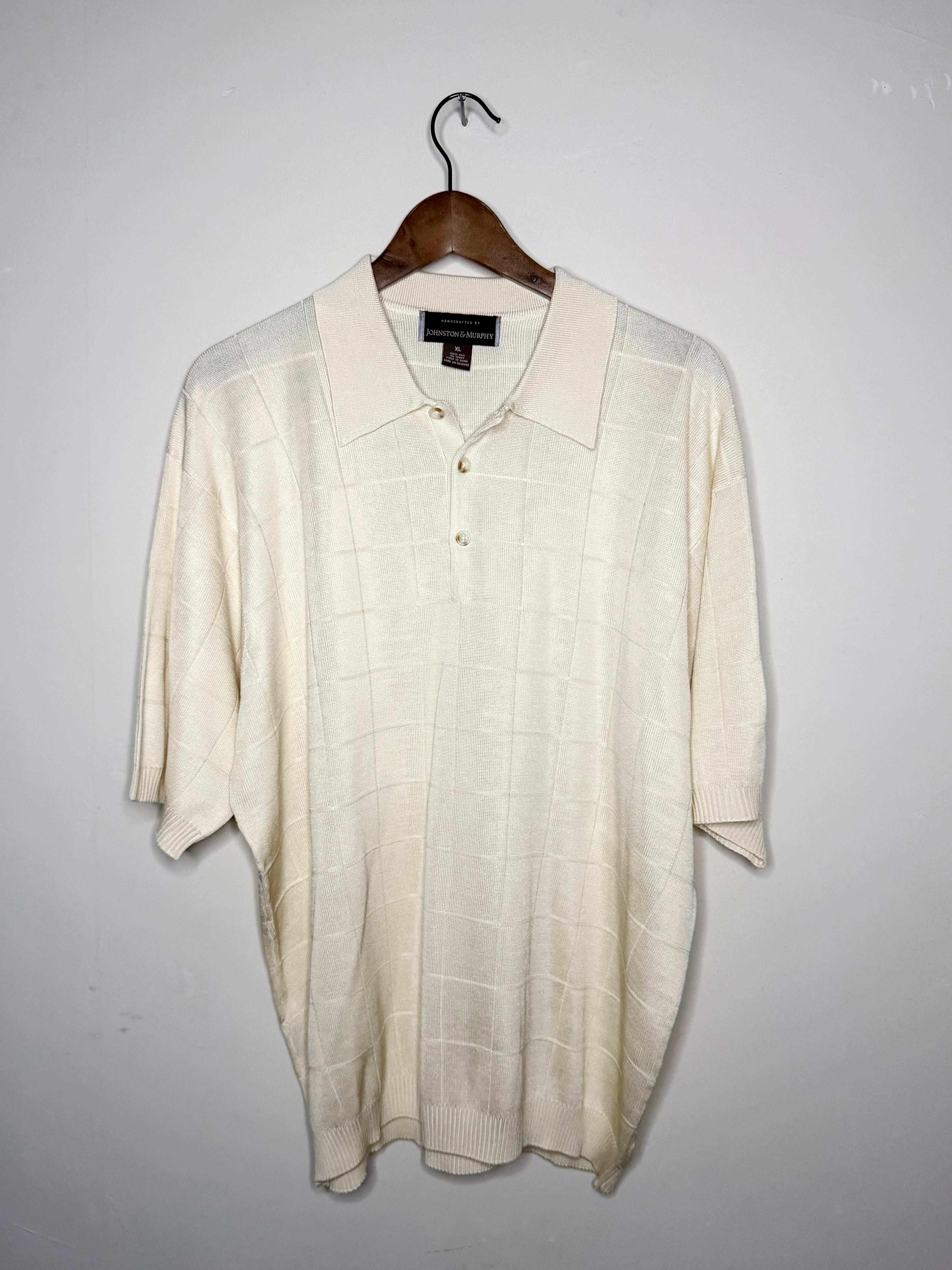 Johnston & Murphy silk polo — beige (L)
