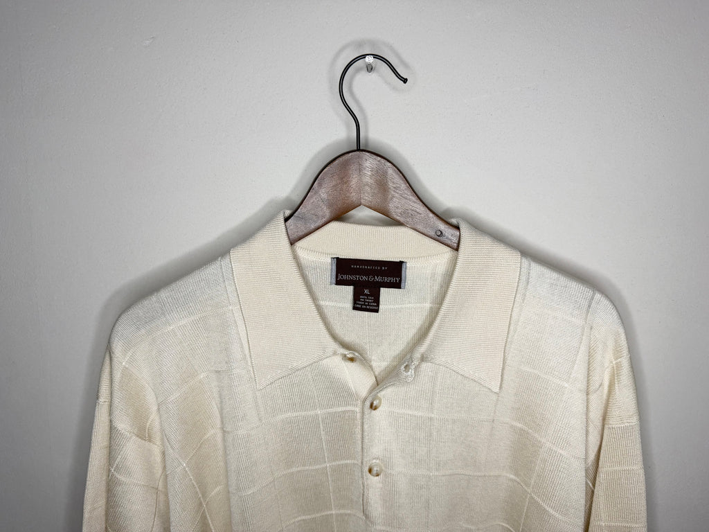 Johnston & Murphy silk polo — beige (L)