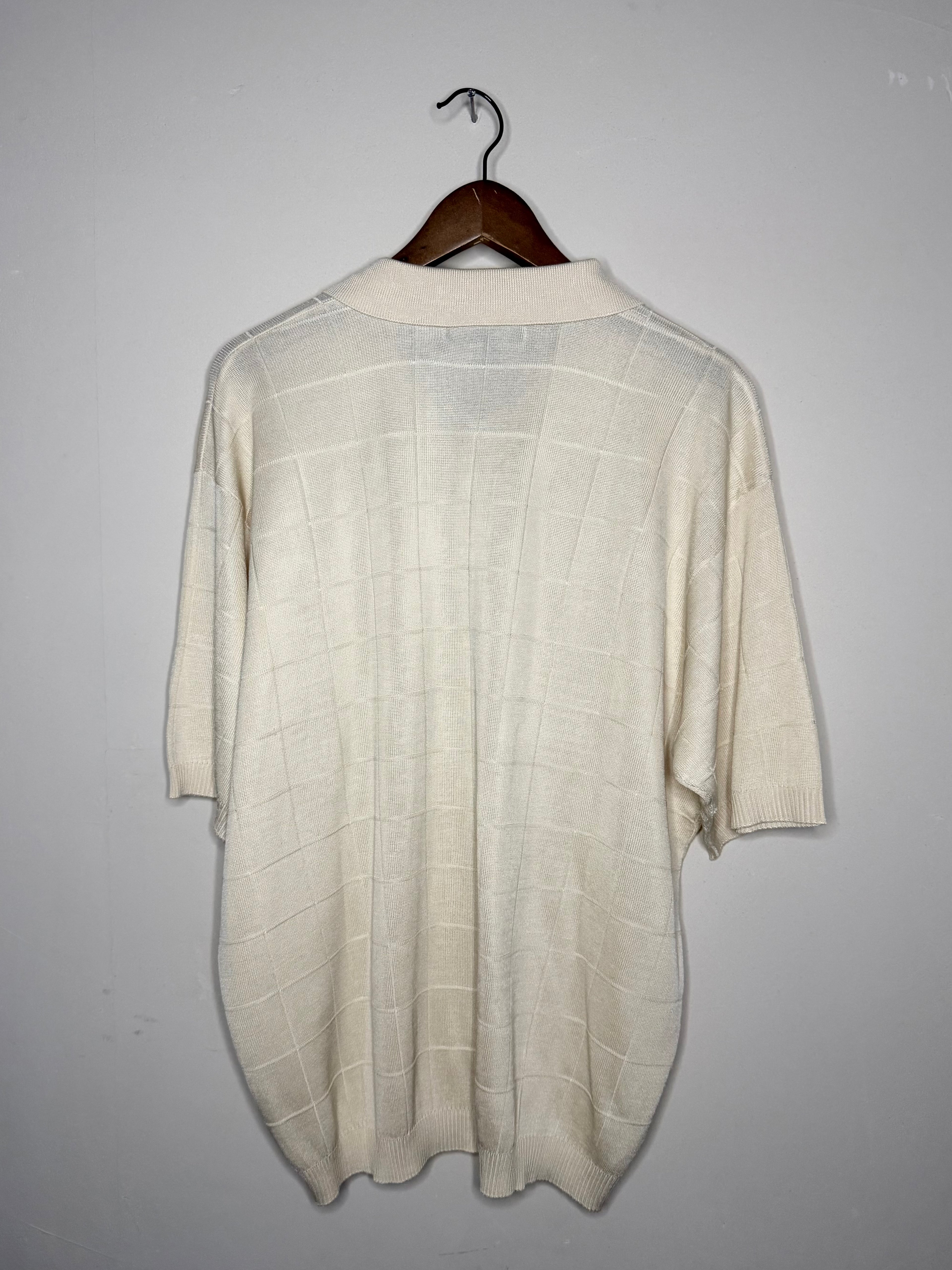 Johnston & Murphy silk polo — beige (L)