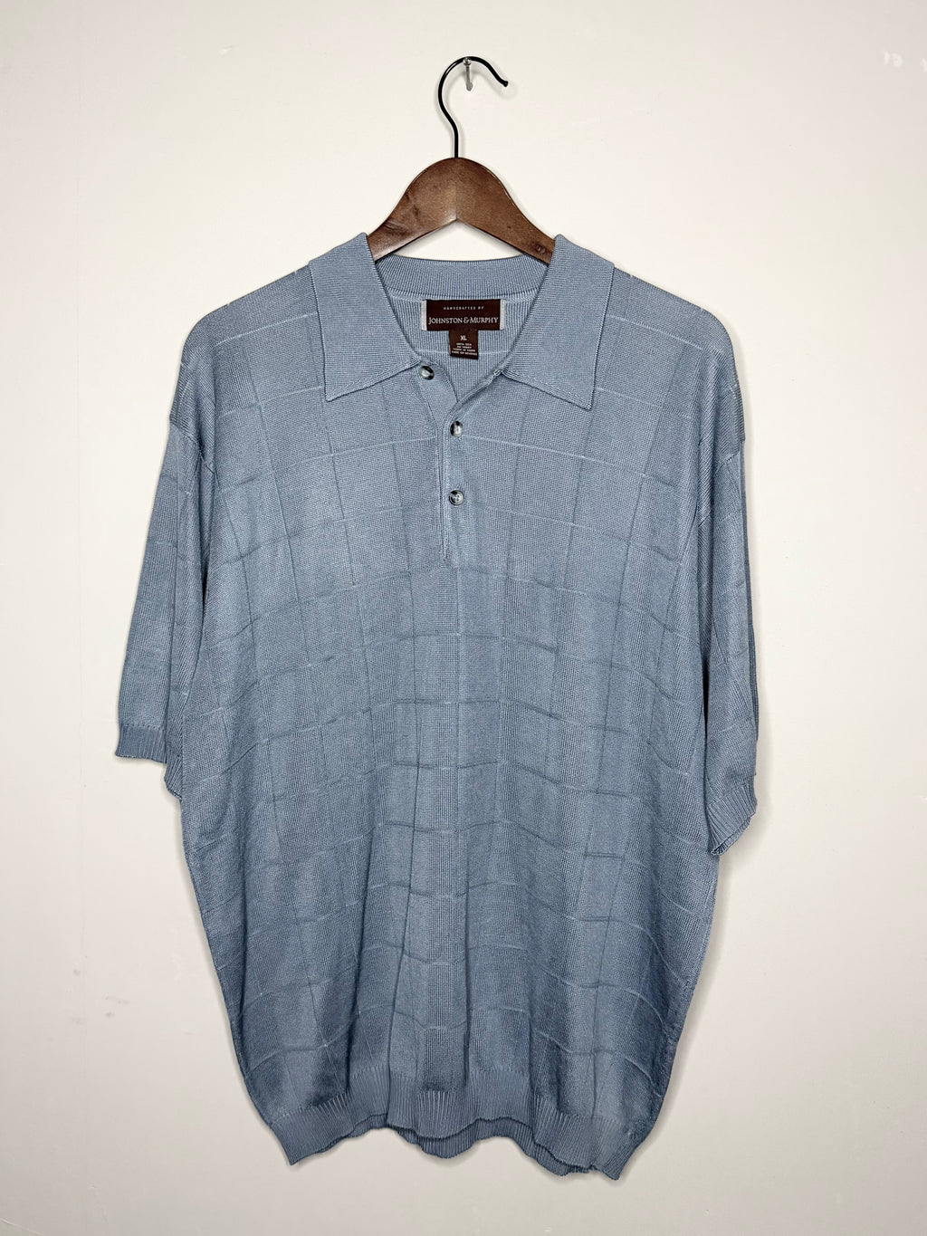 Johnston & Murphy silk polo — light blue (L)