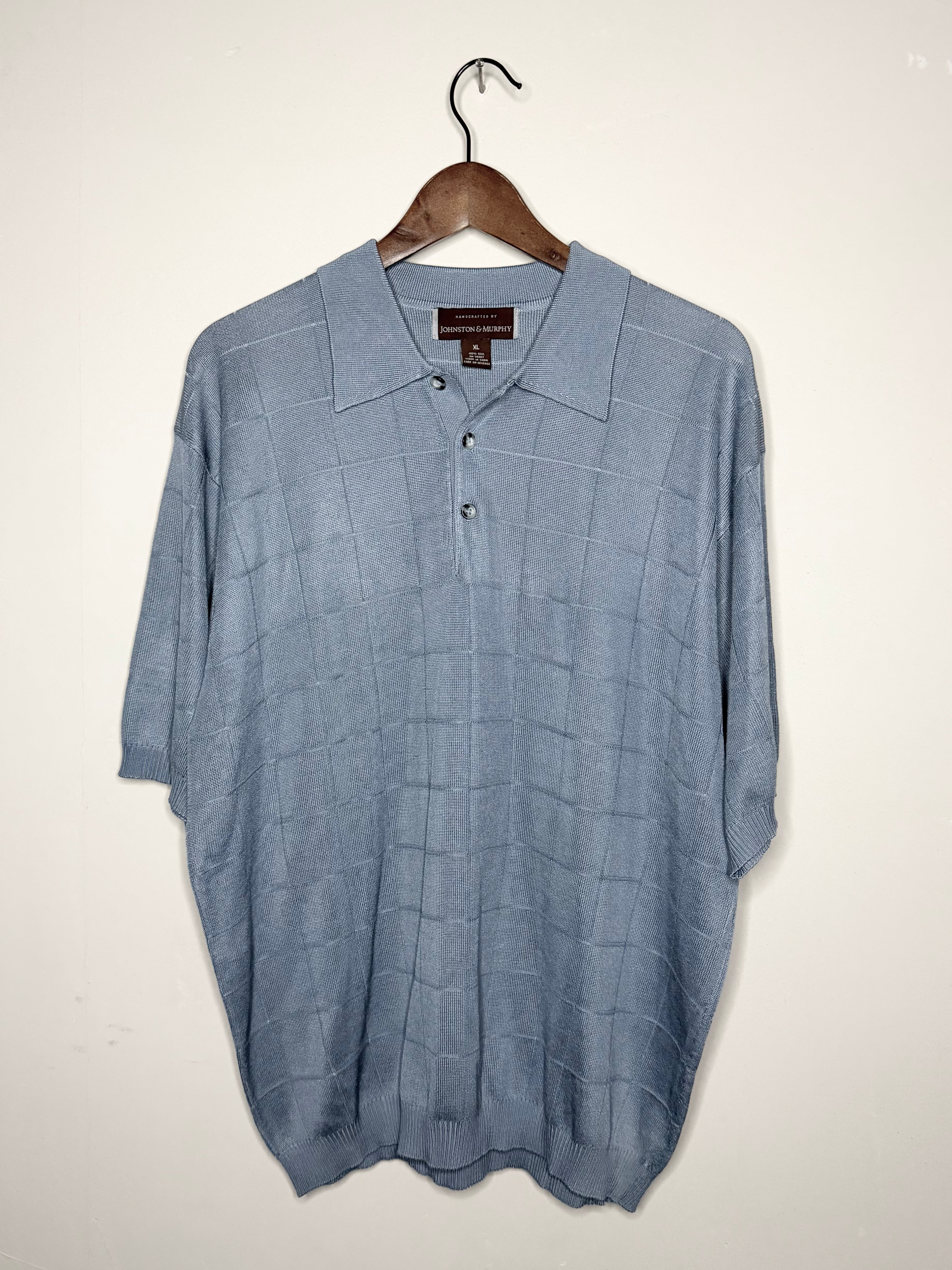 Johnston & Murphy silk polo — light blue (L)