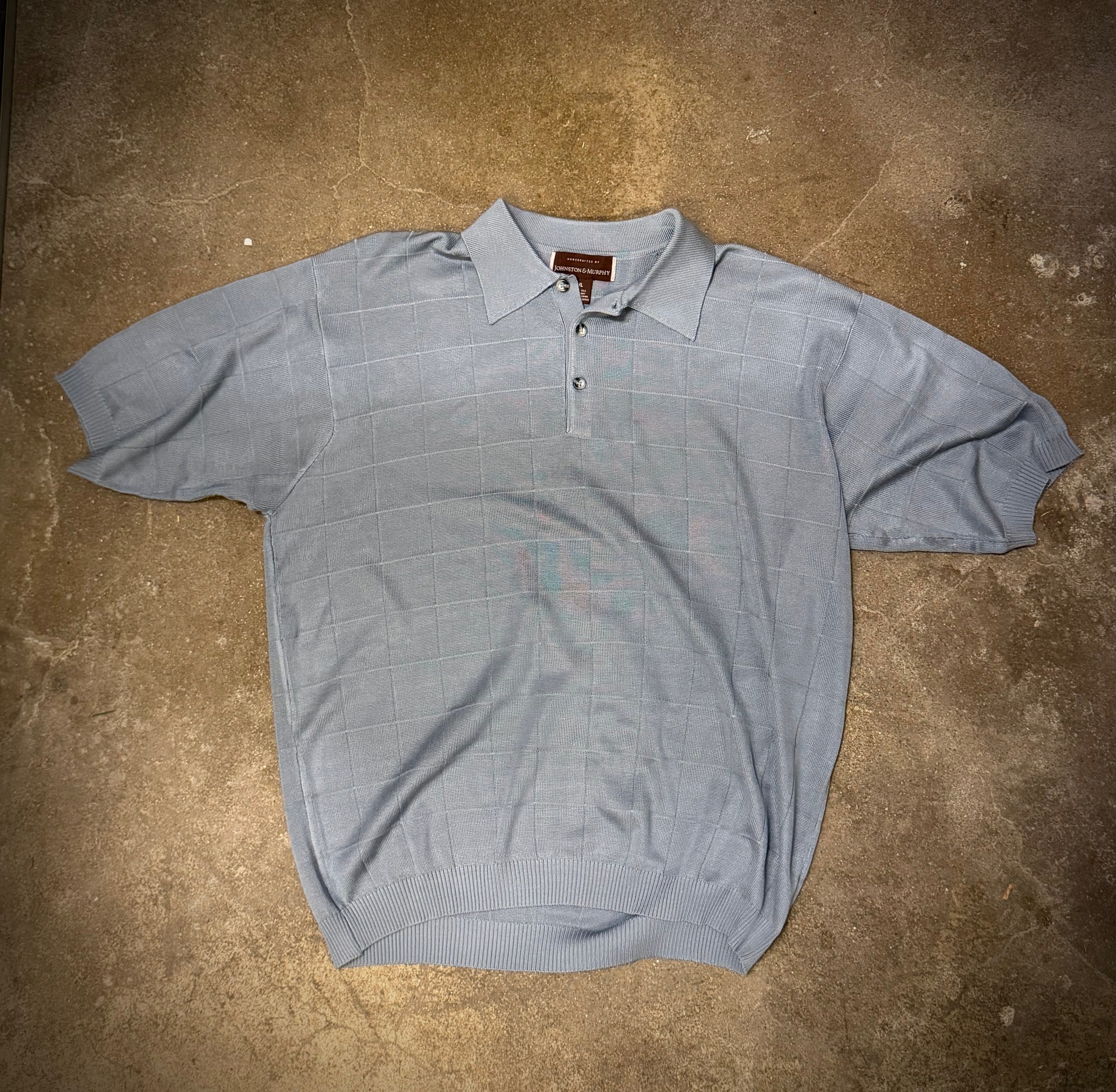 Johnston & Murphy silk polo — light blue (L)