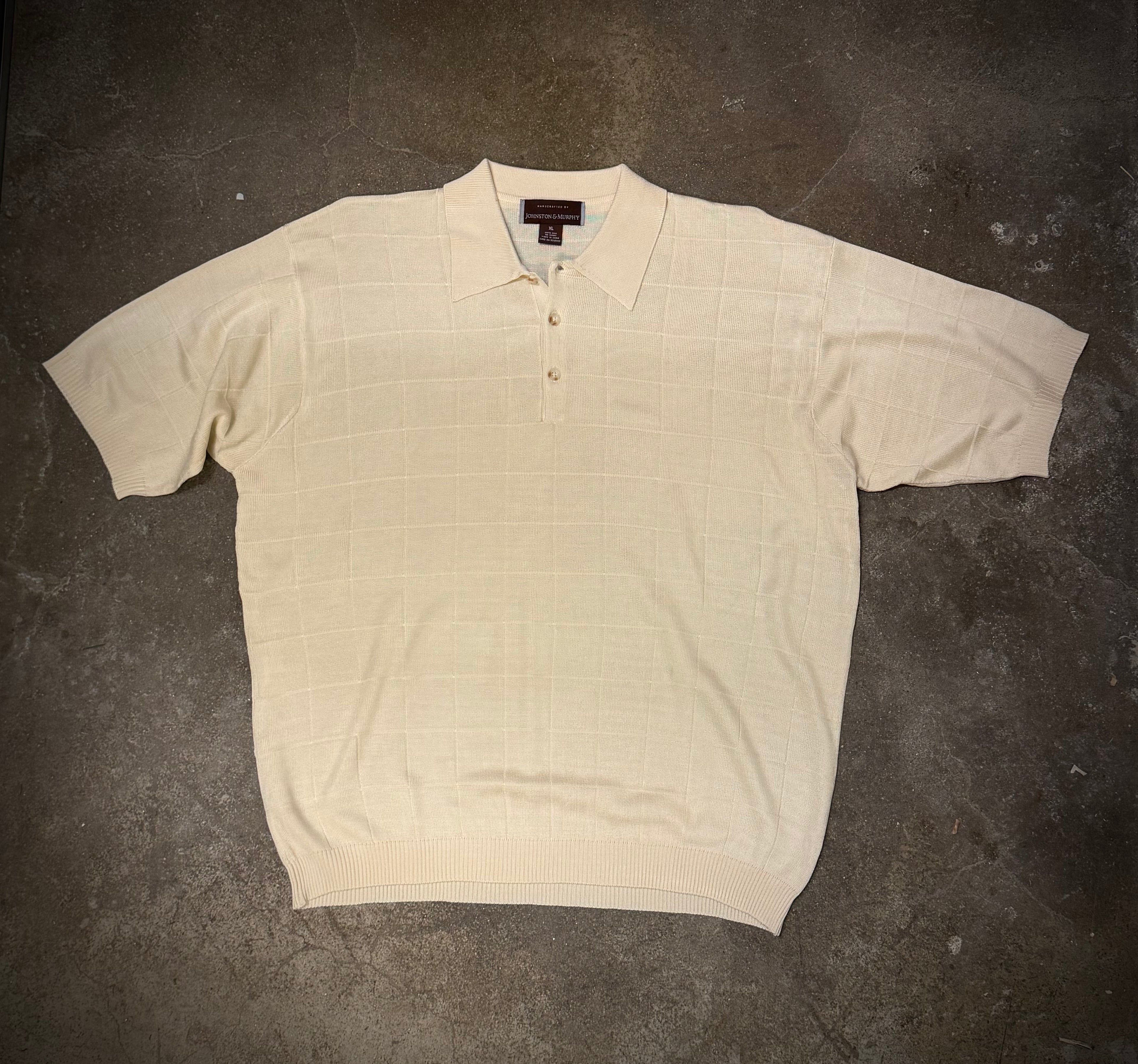 Johnston & Murphy silk polo — beige (L)