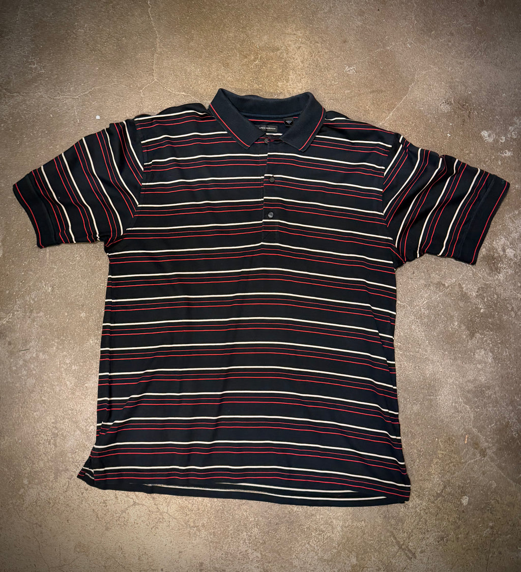 Greg Norman striped polo — black (XL)