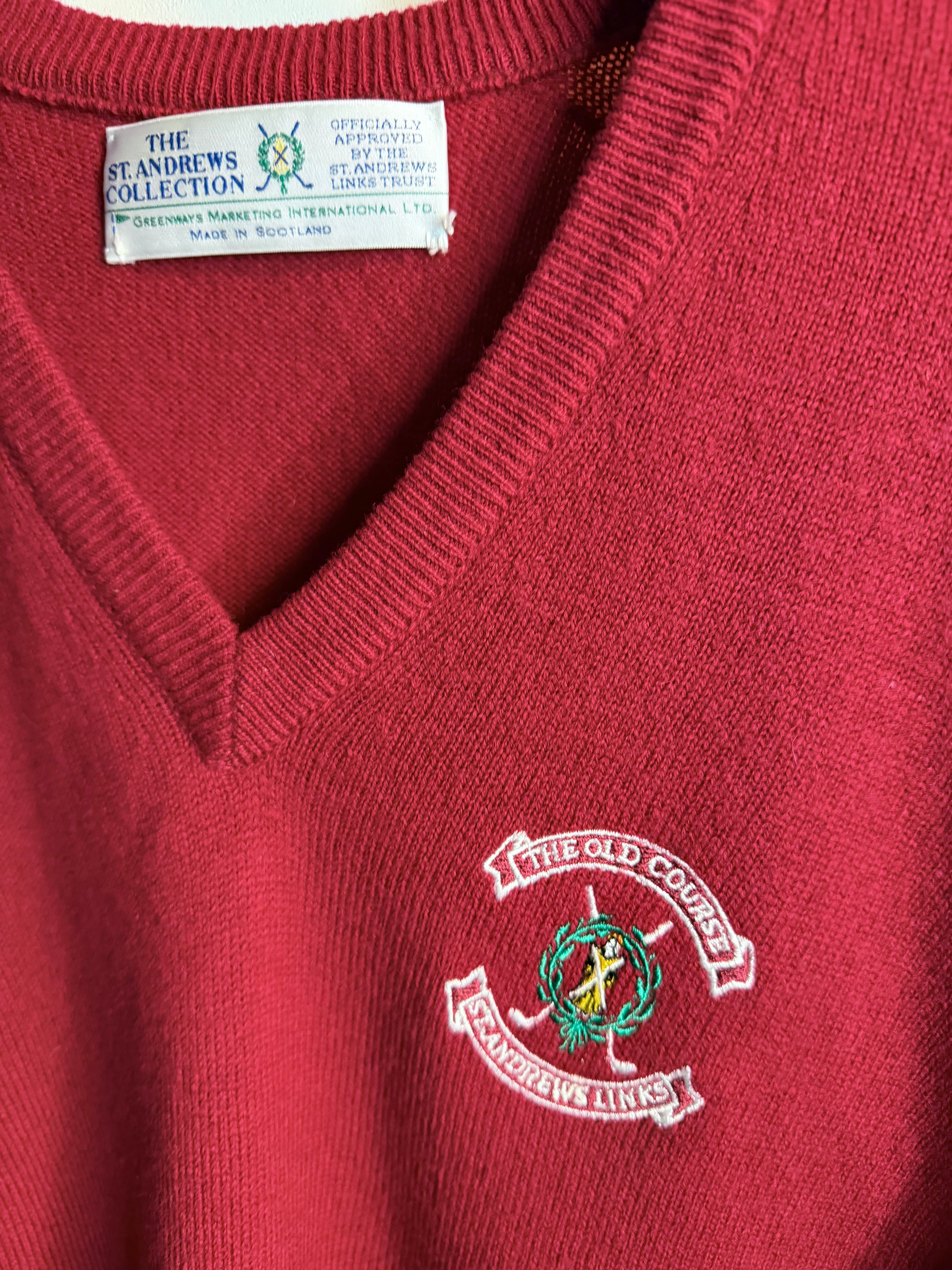 St Andrews Old Course knitted slipover - Red (XL/XXL)